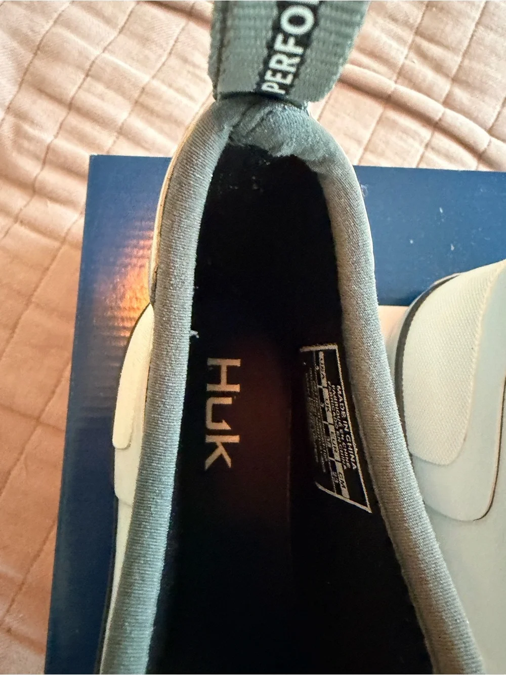 Huk White and Gray kids Slip-On Rain/ fishing Boots